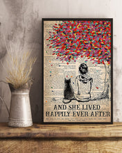 Load image into Gallery viewer, Cat And She Sitting Under Colorful Tree Lived Happily Ever After Vertical Poster
