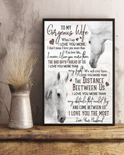 Load image into Gallery viewer, White Horses Love You More Than The Distance Between Us Gift For Wife Vertical Poster
