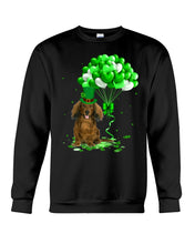 Load image into Gallery viewer, Red Long Haired Dachshund Patrick Balloons St. Patrick's Day Color Changing Mug Sweatshirt
