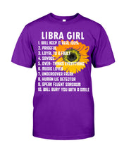Load image into Gallery viewer, Birthday Gift For Libra Girl Will Bury You With A Smile Guys Tee
