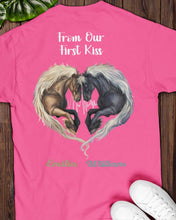 Load image into Gallery viewer, Horses From Our First Kiss Custom Name Gift For Girlfriend Guys Tee
