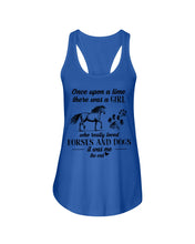 Load image into Gallery viewer, There Was A Girl Who Really Loved Horses And Dogs Ladies Flowy Tank
