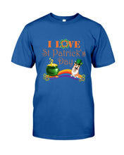 Load image into Gallery viewer, Corgi Sitting On Rainbow I Love St Patrick's Day Gift For Dog Lovers Guys Tee

