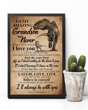 Load image into Gallery viewer, Nana Gift For Grandson Trex Laugh Love Live Vintage Design Vertical Poster
