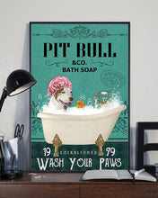 Load image into Gallery viewer, Dog Pit Bull Co Bath Soap Wash You Paws Gift For Dog Lovers Vertical Poster
