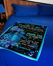 Load image into Gallery viewer, Thank You Blue Turtle And Flower Mom Gift For Daughter In Law Fleece Blanket
