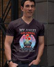 Load image into Gallery viewer, My Angel Grandpa Who Watched Over My Back Guys V-Neck
