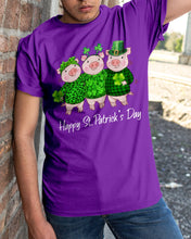 Load image into Gallery viewer, Pig Wear Plaid Shirt And Top Hat St Patrick's Day Gift Guys Tee
