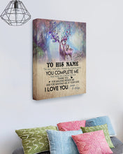 Load image into Gallery viewer, You Complete Me Deer Spring Vibe Custom Name Gift For Husband Matte Canvas
