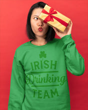 Load image into Gallery viewer, Irsih Drinking Team Green Shamrock St Patrick's Day Sweatshirt
