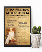 Load image into Gallery viewer, Papillon's House Rules Gift For Dog Lovers Vertical Poster

