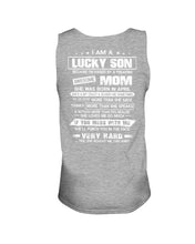 Load image into Gallery viewer, Lucky Son Who Raised By A Freaking Awesome April Mom Unisex Tank Top
