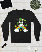 Load image into Gallery viewer, Llama Sitting On Rainbow Clovers St Patrick's Day Gift Unisex Long Sleeve
