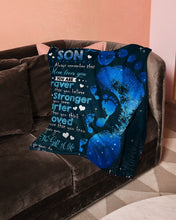 Load image into Gallery viewer, Blue Footprints Gift For Son Loved More Than You Know Fleece Blanket
