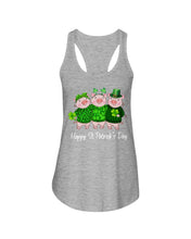 Load image into Gallery viewer, Pig Wear Plaid Shirt And Top Hat St Patrick's Day Gift Ladies Flowy Tank
