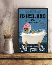 Load image into Gallery viewer, Jack Russell Terrier Co Bath Soap Wash You Paws Gift For Dog Lovers Vertical Poster
