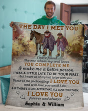 Load image into Gallery viewer, Custom Name Gift For Life Partner Cowboy The Day I Met You Sherpa Blanket
