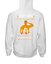Load image into Gallery viewer, Son Gift For Navy Mom Behind Every Strong Soldier Hoodie
