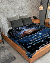 Load image into Gallery viewer, Lion Full Moon Custom Name Gift For Husband Thank You Sherpa Blanket
