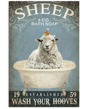 Load image into Gallery viewer, Vintage Bath Soap Sheep Wash Your Hooves Vertical Poster
