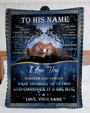 Load image into Gallery viewer, Lion Full Moon Custom Name Gift For Husband Thank You Sherpa Blanket

