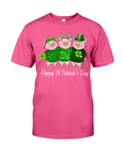 Load image into Gallery viewer, Pig Wear Plaid Shirt And Top Hat St Patrick's Day Gift Guys Tee
