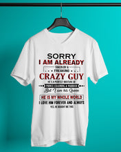 Load image into Gallery viewer, I'm Already Taken By A Freaking Crazy Guy Guys V-Neck

